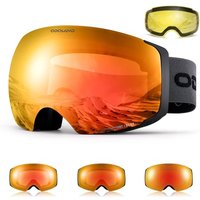 Odoland Unisex Ski Goggles for Men & Women - Photochromic Frameless Snowboard Goggles with Magnetic Interchangeable Lens, UV 400, Anti-fog, Helmet Com