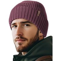 Outdoor Shaping Merino Wool Beanie for Men & Women, Unisex Daily Cuffed Plain Knit Hat, Soft Warm Winter Hat