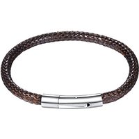 PROSTEEL Men Bracelet, waterproof, with 316L Stainless Steel Clasp, 18/20/22CM, Black/Brown (With Gift Box) 22.0 Centimetres 02: brown