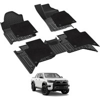 3W 2-Layer Floor Mats Fit for Toyota Hilux 2020-2026, All Weather Thorex⢠Car Protection Floor Liner with Carpts, Dog Friendly Waterproof Anti-Slip