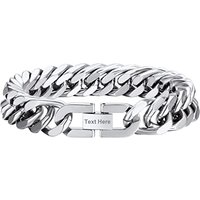 PROSTEEL Chain Bracelet for Men - 8MM Width Chain Cuban Link Bracelet Silver/Gold Plated/Black, Hip Hop Jewellery 19/21/23CM for Men Boys Teen -with G