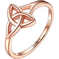 PROSILVER Women S925 Sterling Silver Claddagh Ring - Celtic Jewellery Irish Claddagh/Triquetra Knot -with Gift Box Triquetra Knot - Rose Gold - Engrav