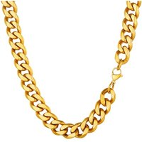 PROSTEEL Men Sturdy Cuban Chain Necklace, 3/6/9/12mm, 14" 18" 20" 22" 24" 26" 28" 30" Length, Gold Plated/316L Stainless Steel/Black (Send Box) 61.0 C