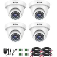 ZOSI 4 Pack 1080p HD-TVI Home Security Camera Outdoor Indoor 1920TVL, 80ft Night Vision, 90°View Angle, Weatherproof Outside Surveillance CCTV Dome C