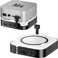 Lemorele Mac mini M4 Docking Station-Dual 4K@60Hz Display (HDMI 2.0 & DisplayPort 1.4), 10Gbps M.2 NVMe SSD Slot, 4x USB 3.2/3.0 Ports, SD/TF 3.0 Card