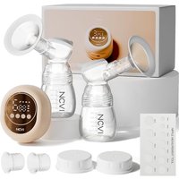 NCVI Double Electric Breast Pump - Ultra-Quiet and Pain Free Beige | Portable Anti-Backflow, BPA-Free, Adjustable Suction, LCD Display, Low Noise