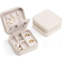 Vlando Small Faux Leather Travel Jewellery Box Organizer Display Storage Case for Rings Earrings Necklace with Mirror A.Mirror White