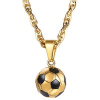 PROSTEEL Football Necklace Soccer Pendant with Adjustable Chain, Engraved Available Silver/Gold Plated 316L Stainless Steel Sports Jewellery for Men T