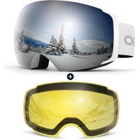 Odoland Unisex Ski Goggles for Men, Women and Boys - Frameless Snowboard Goggles With Magnetic Interchangeable Lens, UV Protection, Anti-fog, Helmet C