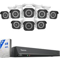 Reolink 4K PoE CCTV Camera Systems, 16CH 4TB HDD NVR Long-term Reliability for Continuous Recording, 8X 4K Security Camera Outdoor with Smart Person/V