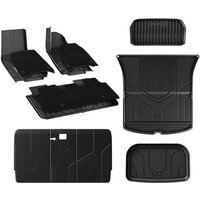 3W Floor Mats & Boot Liner & Carpets & Seat Back Mats Fit for Tesla Model Y 2021-2024 2025, All Weather Dog Friendly TPE Model Y Liners Non Slip Tesla