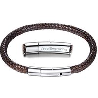PROSTEEL Men Bracelet, waterproof, with 316L Stainless Steel Clasp, 18/20/22CM, Black/Brown (With Gift Box) 22.0 Centimetres Custom-Brown