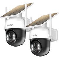 aosu 2PACK Solar Security Camera Outdoor Wireless, 2K/3MP Home Security Camera, Solar Battery Powered, 360° Surveillancewith Automatic Tracking, Colo