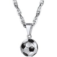 PROSTEEL Football Necklace Soccer Pendant with Adjustable Chain, Engraved Available Silver/Gold Plated 316L Stainless Steel Sports Jewellery for Men T