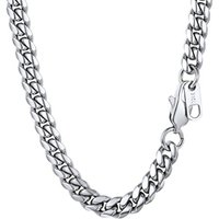 PROSTEEL Mens Cuban Chain, Silver/Gold Plated/Black Miami Chunky Curb Chain Necklace Hip Hop Jewellery, 5/6/10mm - 18"-30" Inches, 316L Stainless Stee