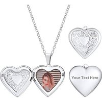 PROSTEEL Women Personalised Heart Necklace, Photo/Text Custom, Gold Plated/Stainless Steel(Send Gift Box) Photo Custom-Stainless