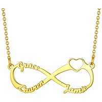 PROSTEEL Women Infinity Name Necklace Personalized with Birthstones, 1/2/3/4 Names Family Mom Nameplate Jewelry, Gold Plated/Stainless Steel-Send Gift