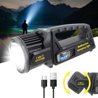 LETOUR Rechargeable LED Torch, 350000 Lumens Powerful Torches Spotlight with 350° Rotate Head, 3000mAh Super Bright Seachlight Flashlight Torch 9 Mod
