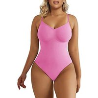 SHAPERX Women's Seamless Shapewear Bodysuit Tummy Control Body Shaper Waist Snatching Body Suit 4XL Pink-Thong