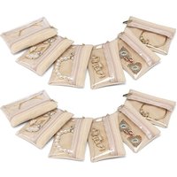 Vlando Travel Jewellery Pouches,12pcs Small Jewellery Bag with Zipper, Jewellery Organiser for Travel Business Trip 12 Bag