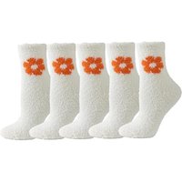 TOCONFFON Cosy Warm Fuzzy Fluffy Socks Womens Winter Thermal Ladies Slipper Bed Socks 4-8 for Gifts 4-8 5 White Flower