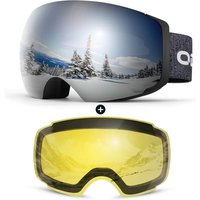 Odoland Unisex Ski Goggles for Men, Women and Boys - Frameless Snowboard Goggles With Magnetic Interchangeable Lens, UV Protection, Anti-fog, Helmet C
