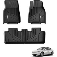 3W Floor Mats Fit for Tesla Model Y 2021-2024 2024 (Not for Juniper), All Weather Dog Friendly TPE Car Mat, Waterproof Anti-Slip Easy to Clean Heavy D