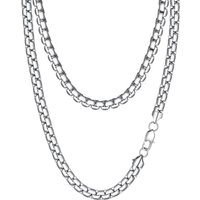 PROSTEEL Mens Necklace Chain Stylish Flat Box Chain Link Black/Silver/Gold Plated, Hypoallergenic 316L Stainless Steel Jewellery (with Gift Box) 24"(6