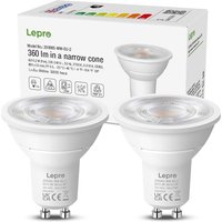 Lepro GU10 LED Bulbs, Warm White 2700K, A Energy Class, 360LM, 2W (50W Equivalent), 38° Beam Angle, 50000H Long Life, 96% Energy Saving Spotlight Bul