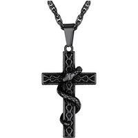 PROSTEEL Cross Necklace Snake/Ankh Pendant with Adjustable Chain 22-24 Inch, Crucifix Necklace for Men Personalised Engrave Available -With Gift Box 0
