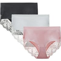 LIQQY Lace Knickers for Women Multipack Cotton Underwear Lace Full Coverage Briefs Panties Pack of 4 M Black/White/Pink