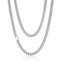 PROSTEEL Men Cuban Chain Necklace with Sturdy Clasp 6/9/12mm Width 18-30 Inch Length Chunky Necklace Silver/Gold Plated/Black 316L Stainless Steel Hip