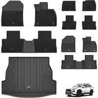 3W Floor Mats & Cargo Liner Fit for Toyota RAV4 2019-2024 2025 with Carpets on TOP, Thorex⢠All Weather Custom Fit Floor Liners & Trunk Mat for RAV4