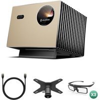 Valerion VisionMaster Pro 4K Triple Laser Projector Bundle with Ultra High Speed HDMI 2.1 Cable, Ceiling Mount Conversion Bracket and 3 × 3D Glasses