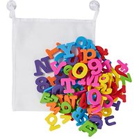 THE TWIDDLERS 100 Bath Toys Letters and Numbers, with Mesh Bag - Removable Foam Educational Alphabet Spelling Soft Bathroom Play Toy for Toddlers