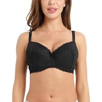 LIQQY Women's Plus Size Bra Curvy Signature Lace Push-up with Underwire Contour Bra 34D-44FF 34DD Black
