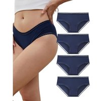 Women's Cotton Knickers Cheeky Lace Trim Hipster Breathable Panties Ladies Underwear Multipack