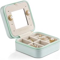 Vlando Travel Jewellery Box Organiser,Small Jewellery Case,Gifts for Women,for Earring, Necklace, Bracelet,Green