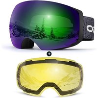 Odoland Unisex Ski Goggles for Men, Women and Boys - Frameless Snowboard Goggles With Magnetic Interchangeable Lens, UV Protection, Anti-fog, Helmet C