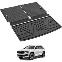 3W Boot Liner & Backrest Mats for Skoda Kodiaq Mk2 7-Seater 2024-2025, Thorex⢠All-Weather Car Protection Boot Mat for Kodiaq Parts, Car Liner Heavy