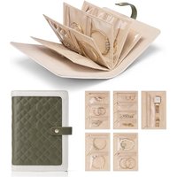 Vlando Travel Jewellery Organiser, Foldable Jewellery Storage Book, Jewellery Case Ring Binder with 5pcs Velvet Jewellery Pouches Bag for Necklace, Ea