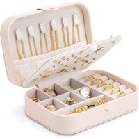 Vlando Travel Jewellery Box,Jewellery Organiser with Earring Holder, Small Jewellery Case for Rings, Necklaces, Bracelets,Earring Organiser,Gifts for
