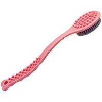 QiCheng&LYS Body Brush,Shower Brush for Exfoliating Skin,Long Wooden Handle Cleans The Body Easily-14in (Pink)