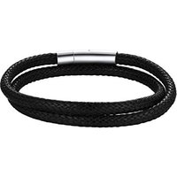 PROSTEEL Men Bracelet, waterproof, with 316L Stainless Steel Clasp, 18/20/22CM, Black/Brown (With Gift Box) 22.0 Centimetres 03: black