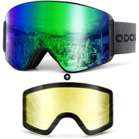 Odoland Ski Goggles Set with Detachable Magnetic Lens, Frameless Interchangeable Lens for Cloudy or Sunny, Anti-Fog UV Protection Men Women Snow Goggl