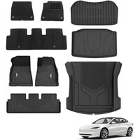 3W Floor Mats & Boot Liner & Carpets Fit for Tesla Model 3 2021 2022 2023, All Weather Dog Friendly TPE Mats, Waterproof Non Slip Car Liner Easy to In