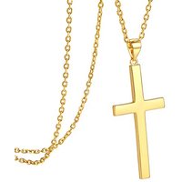 PROSILVER Sterling Silver Cross Necklace for Men, Crucifix Cross Pendant with Adjustable Chain Hypoallergenic Silver/Gold Plated Christian Jewellery G