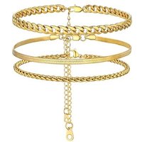 PROSTEEL Anklets Set for Women - Cuban Link/Herringbone/Heart Layered Ankle Bracelets Adjustable Waterproof for Summer Beach Jewellery, Silver/Gold Pl