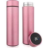 QiCheng&LYS 500ML Travel Mug with Temperature Display 304 Stainless Steel, Double Walled Vacuum Insulation Cup for Heat and Cold Water(Pink)