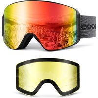 Odoland Ski Goggles Set with Detachable Magnetic Lens, Frameless Interchangeable Lens for Cloudy or Sunny, Anti-Fog UV Protection Men Women Snow Goggl